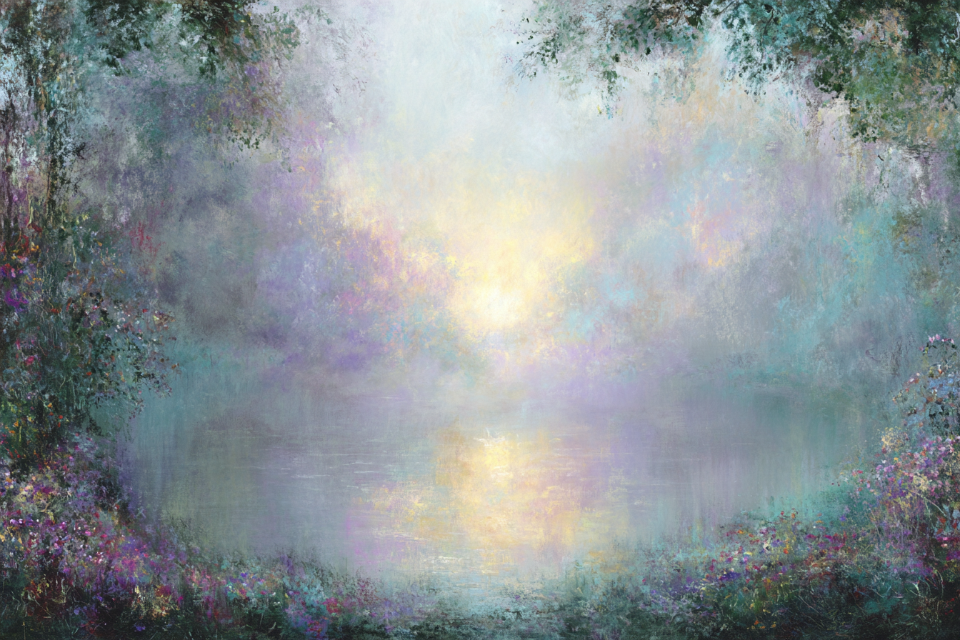 Neblige Impressionistische Landschaft Mit Ruhigem See | Jugendstil | Stilrichtungen