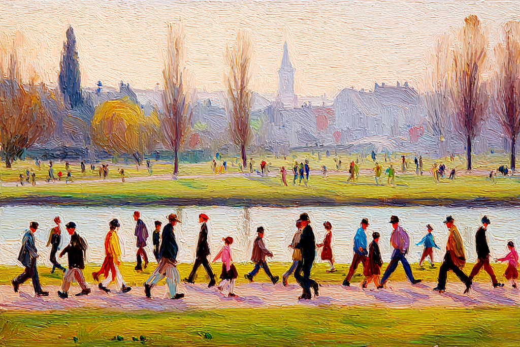 Parkweg Mit Spaziergängern Am Wasser | Jugendstil | Stilrichtungen