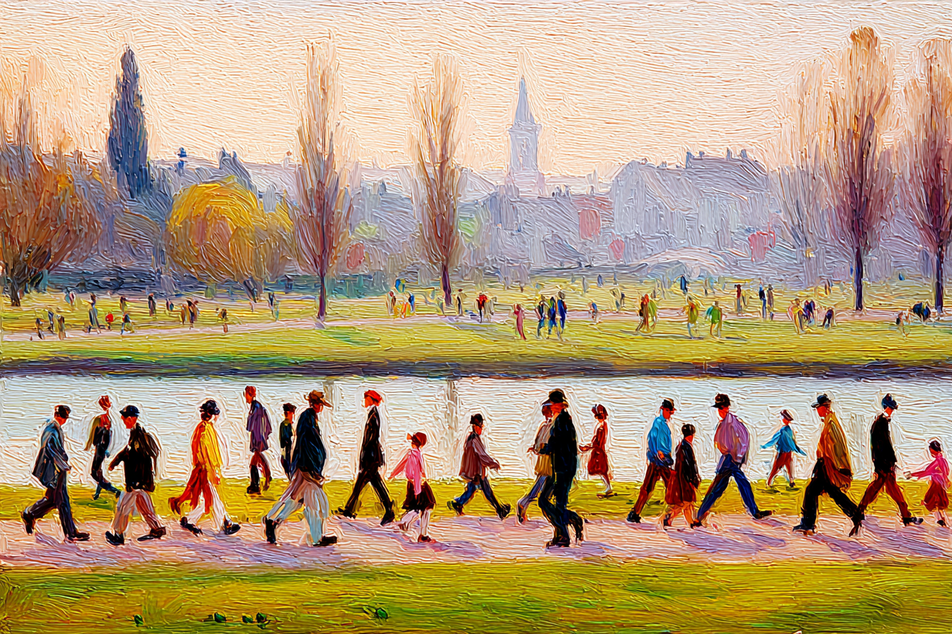 Parkweg Mit Spaziergängern Am Wasser | Jugendstil | Stilrichtungen