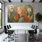 Rote Haare Fantasie Portrait Mit Botanischen Elementen