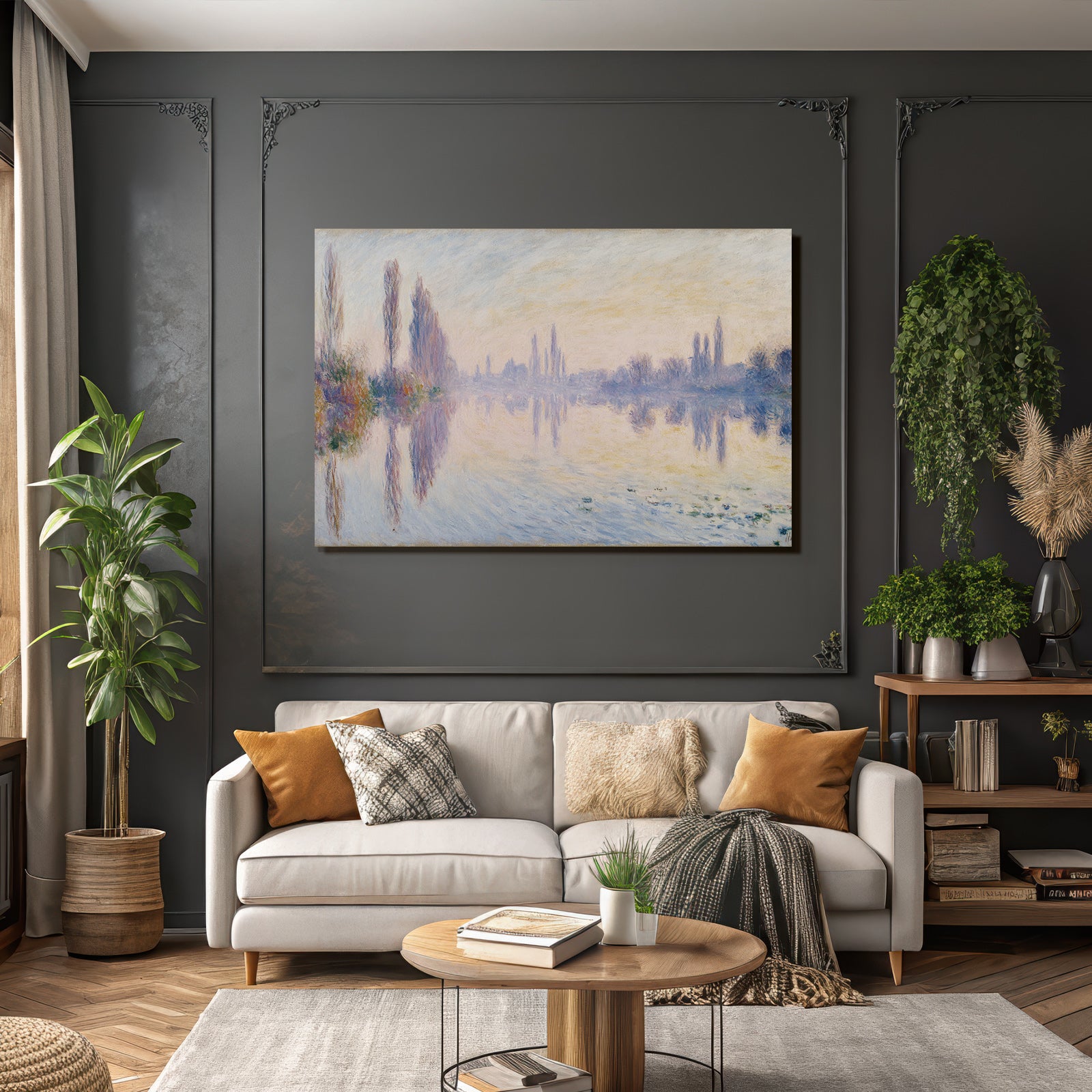 Sanfte Landschaft Mit Pastellfarben Und Spiegelungen Im Impressionistischen Stil