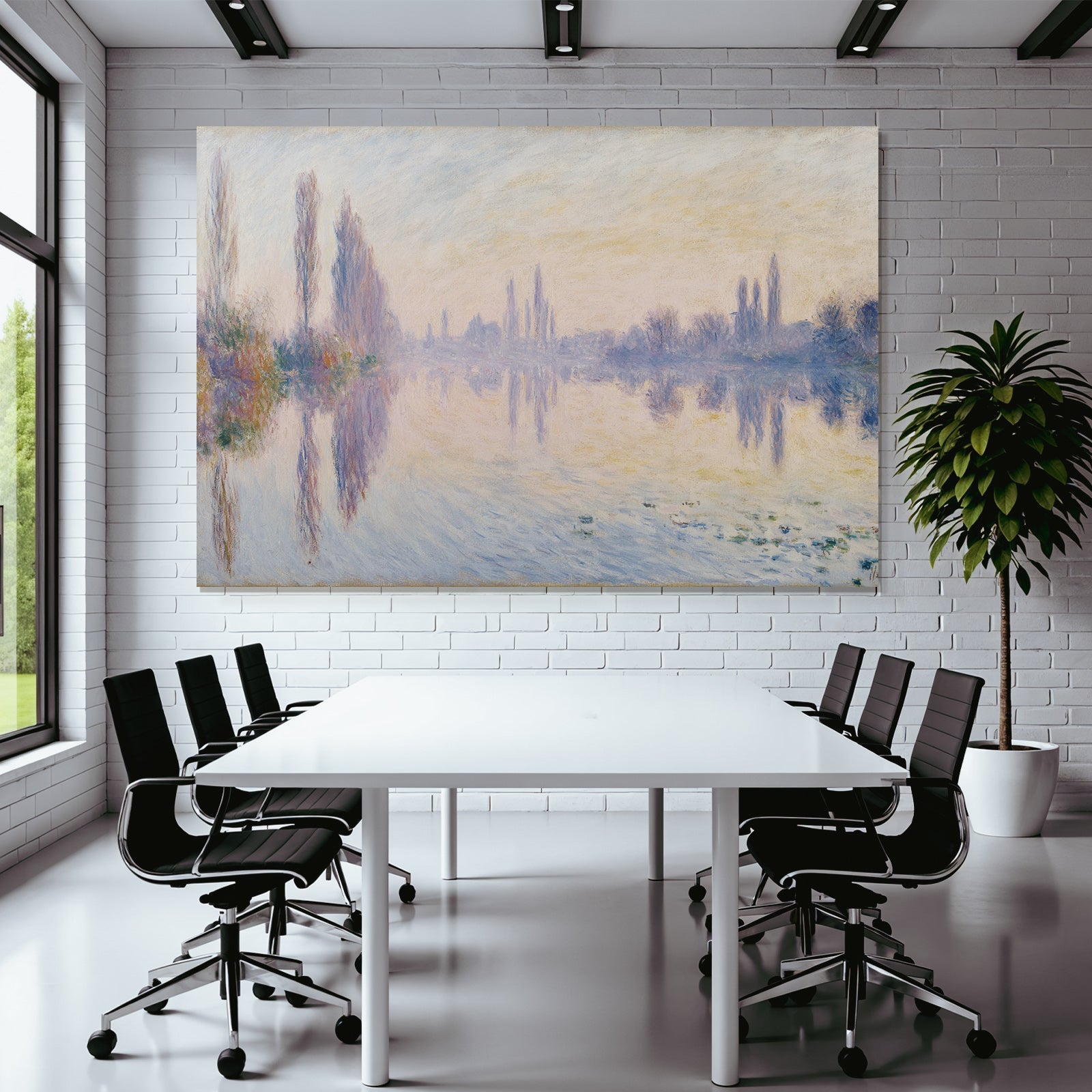 Sanfte Landschaft Mit Pastellfarben Und Spiegelungen Im Impressionistischen Stil