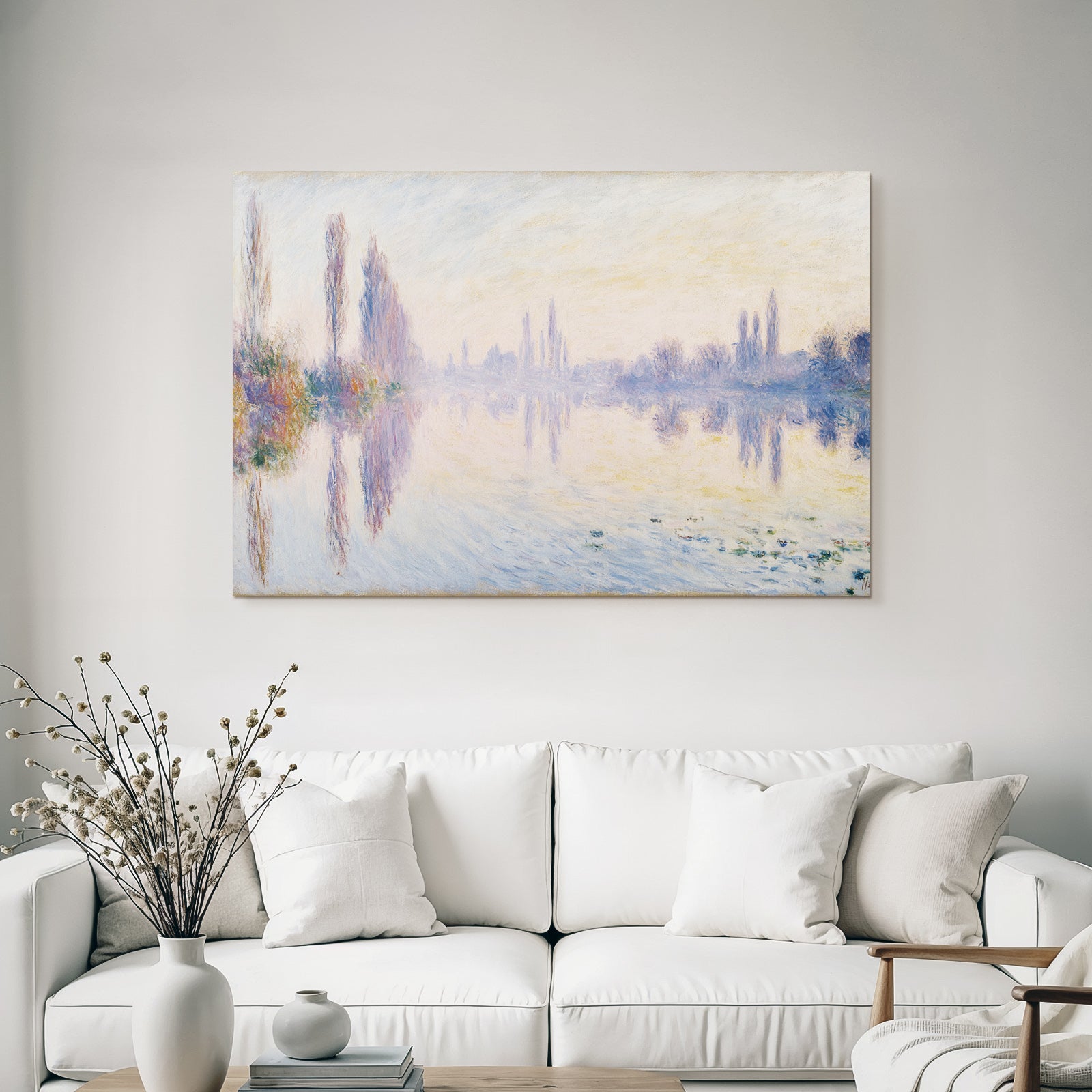 Sanfte Landschaft Mit Pastellfarben Und Spiegelungen Im Impressionistischen Stil