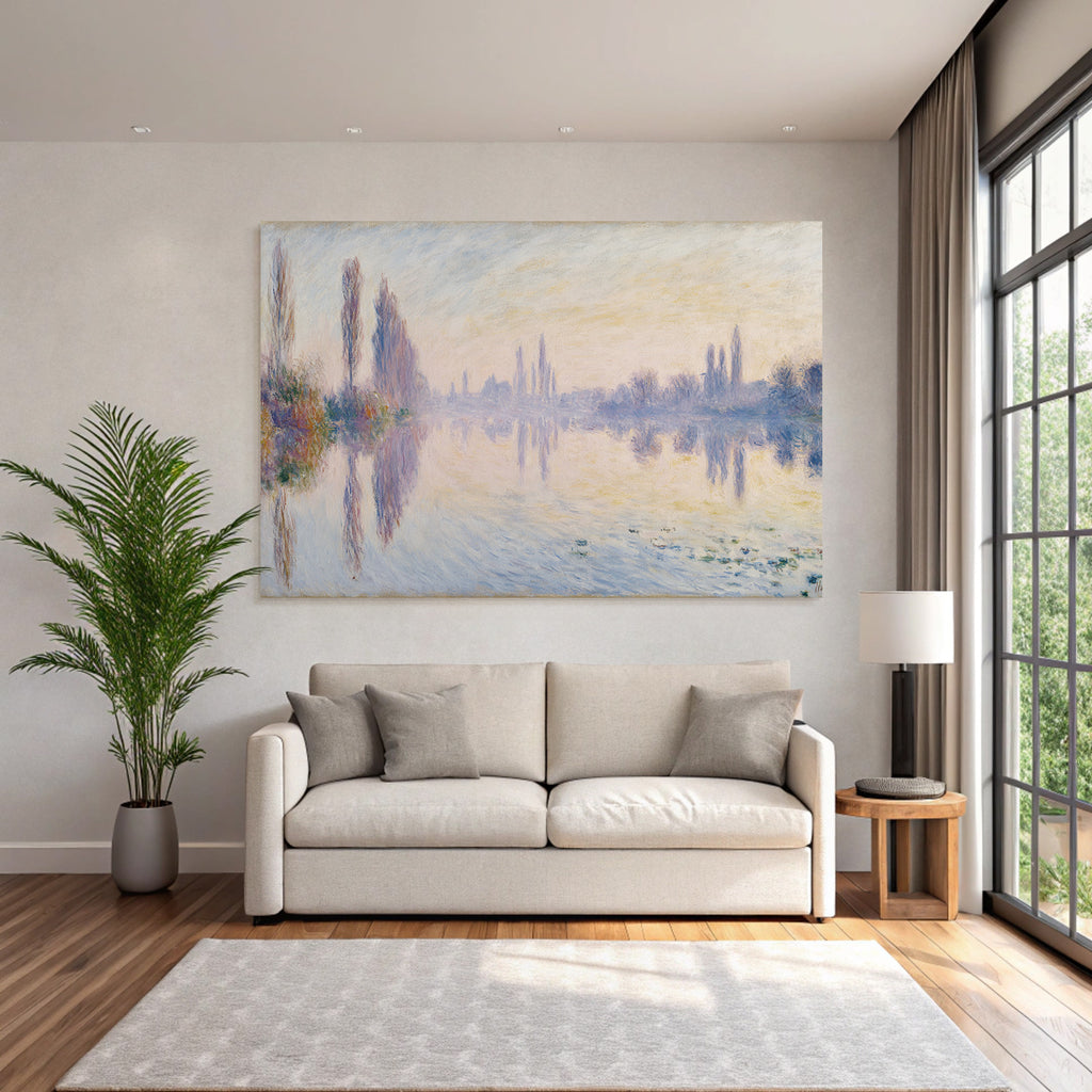 Sanfte Landschaft Mit Pastellfarben Und Spiegelungen Im Impressionistischen Stil