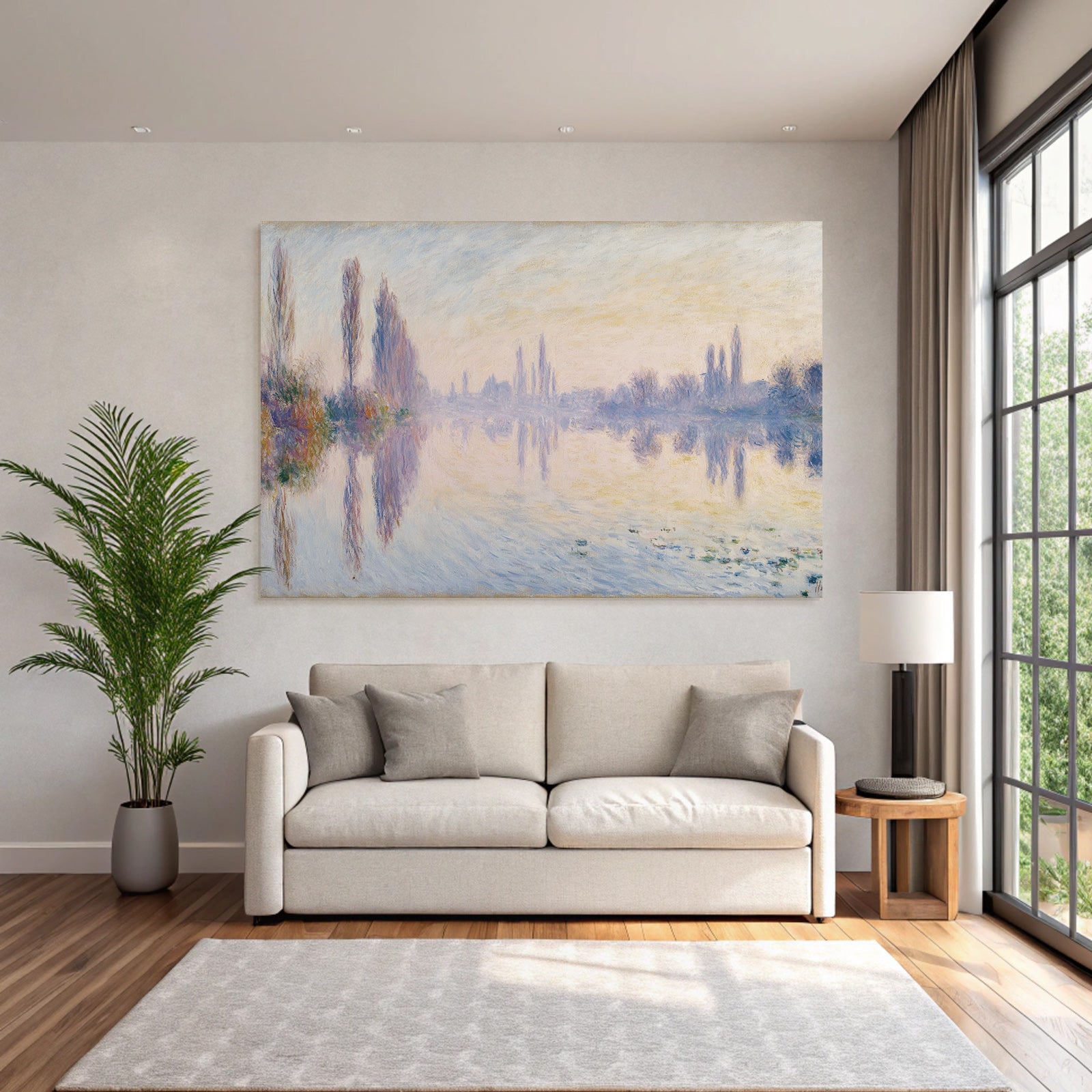 Sanfte Landschaft Mit Pastellfarben Und Spiegelungen Im Impressionistischen Stil