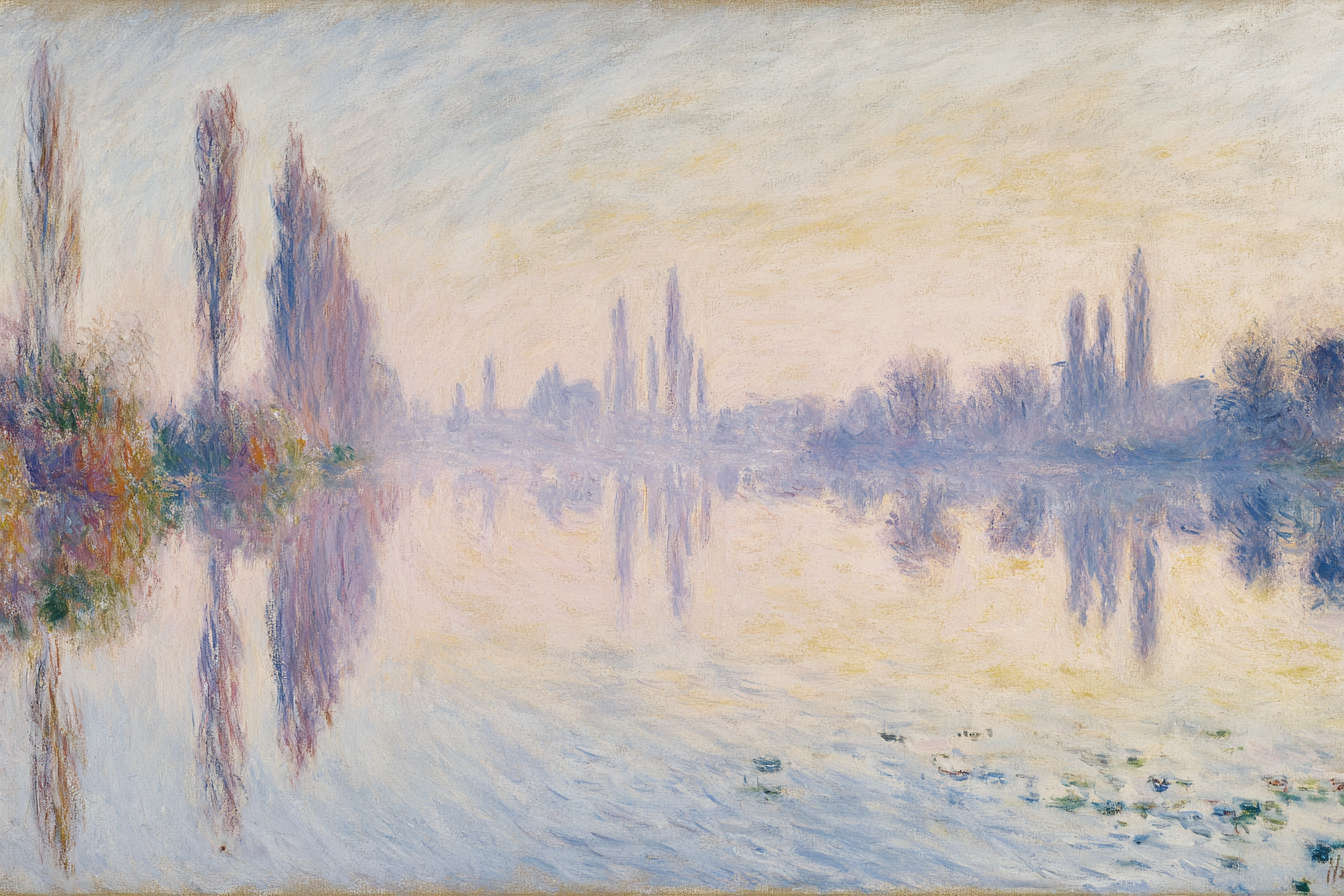 Sanfte Landschaft Mit Pastellfarben Und Spiegelungen Im Impressionistischen Stil | Jugendstil | Stilrichtungen