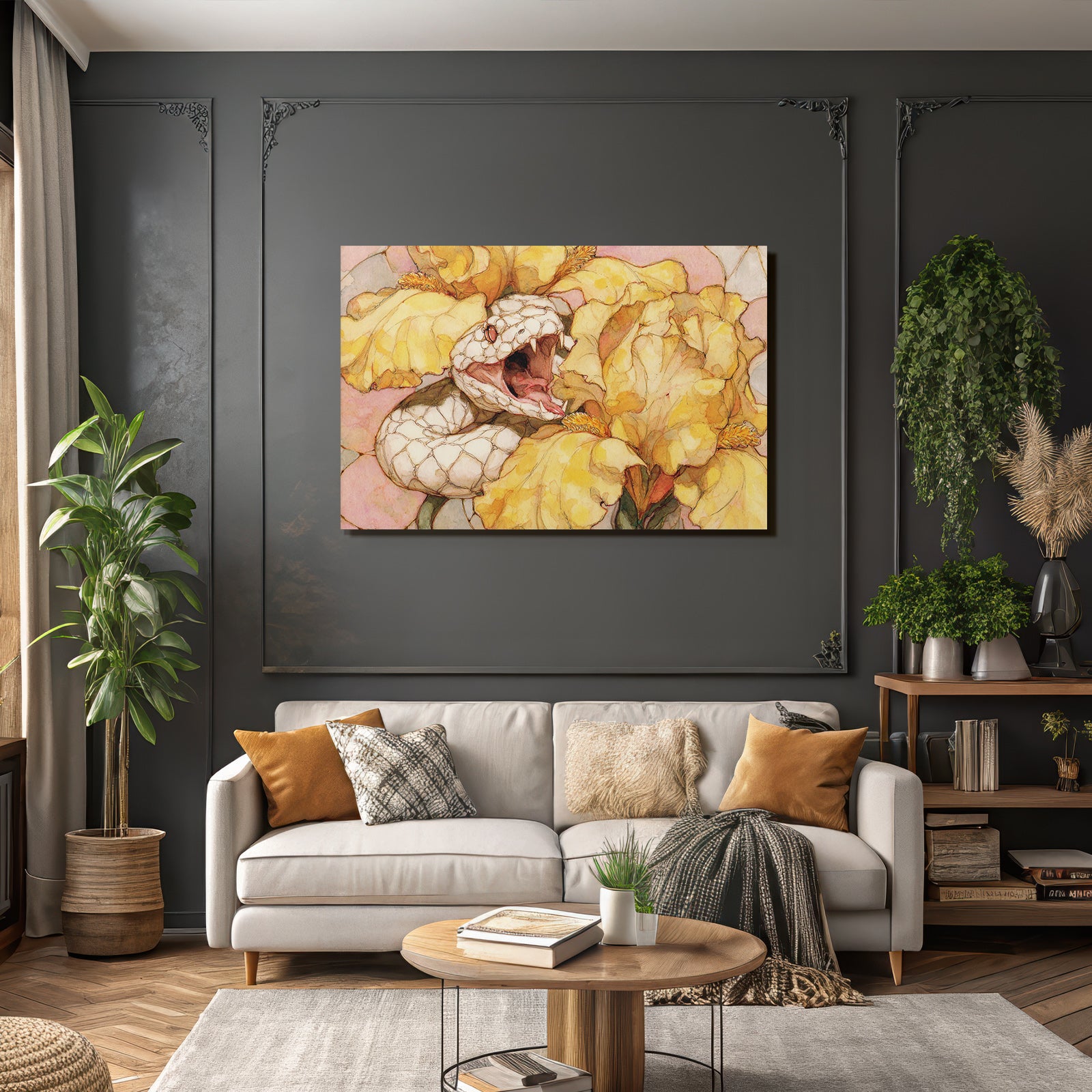Weisse Schlange Mit Gelben Blumen