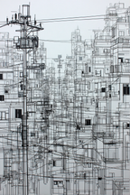 Abstrakte Linienzeichnung Dichte Stadtlandschaft | Minimalistisch | Stilrichtungen