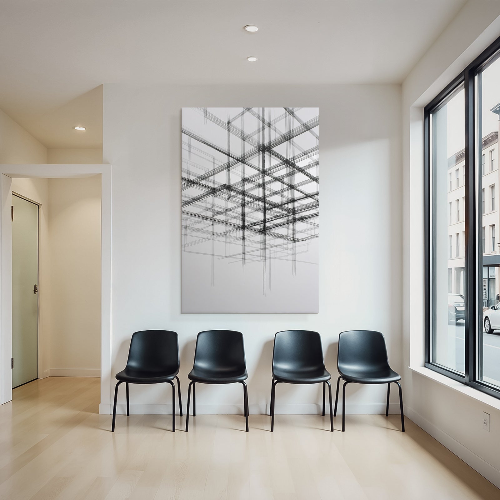 Abstrakte Kunst Mit Sich Überschneidenden Linien Und Gitter