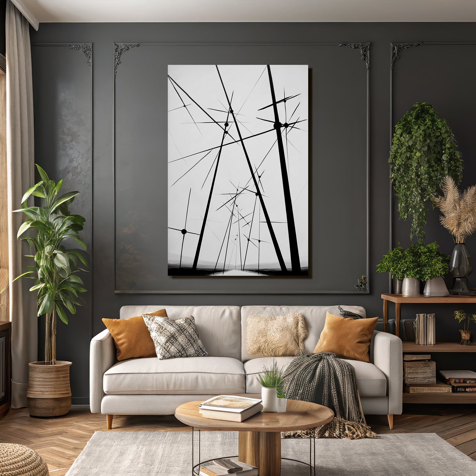 Monochromatische Stangen Mit Abstrakten Geometrischen Elementen