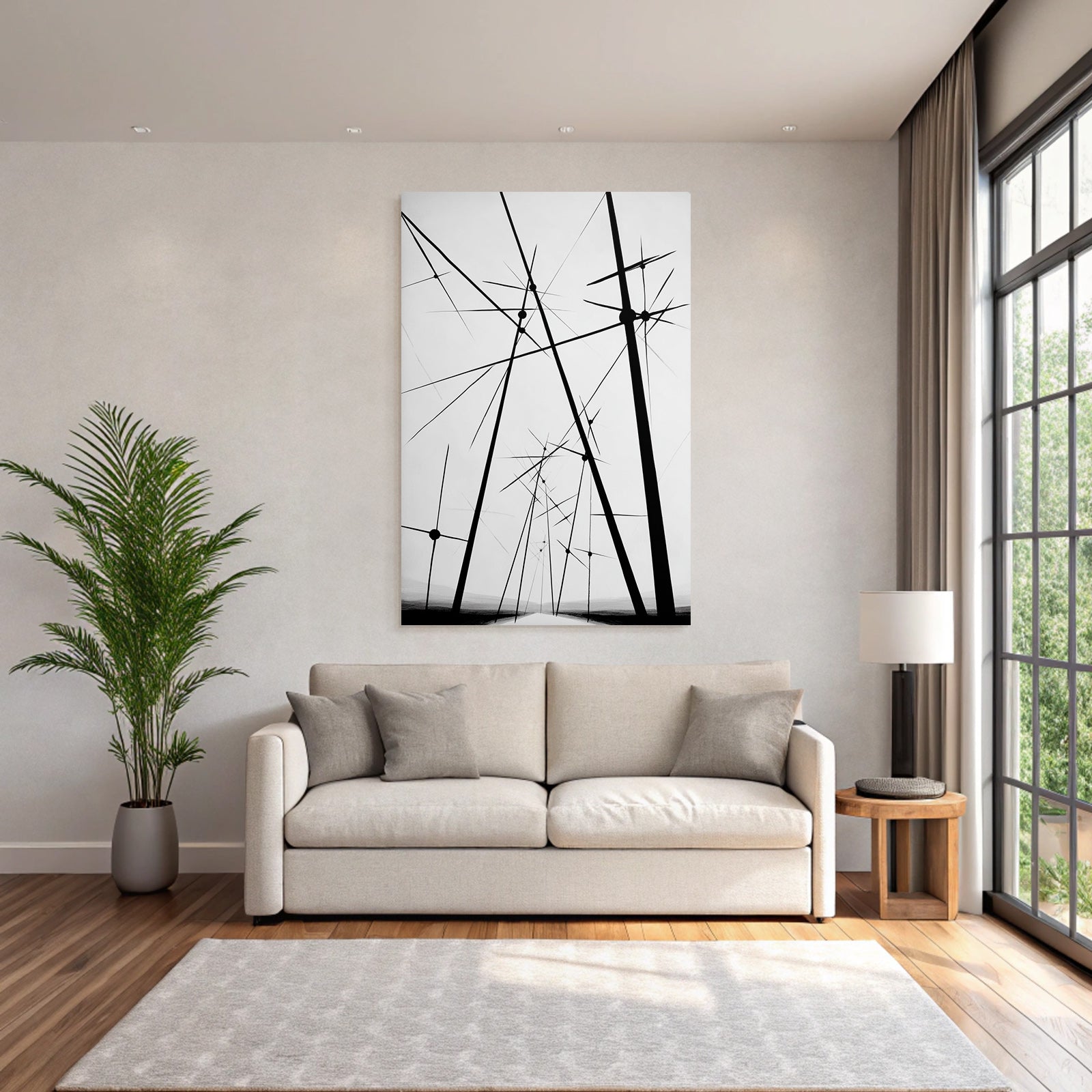 Monochromatische Stangen Mit Abstrakten Geometrischen Elementen