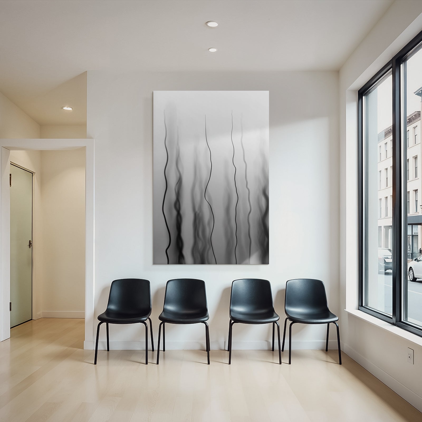 Monochrome Abstrakte Wellenlinien Mit Unscharfem Hintergrund
