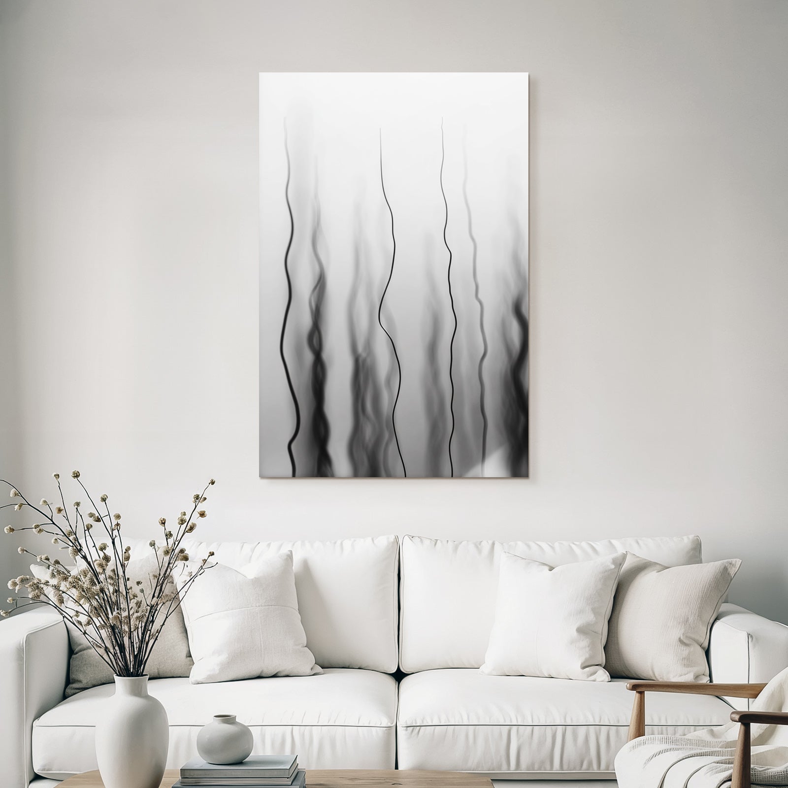 Monochrome Abstrakte Wellenlinien Mit Unscharfem Hintergrund