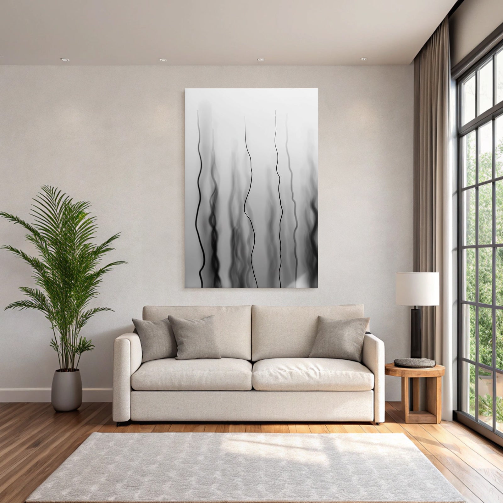 Monochrome Abstrakte Wellenlinien Mit Unscharfem Hintergrund