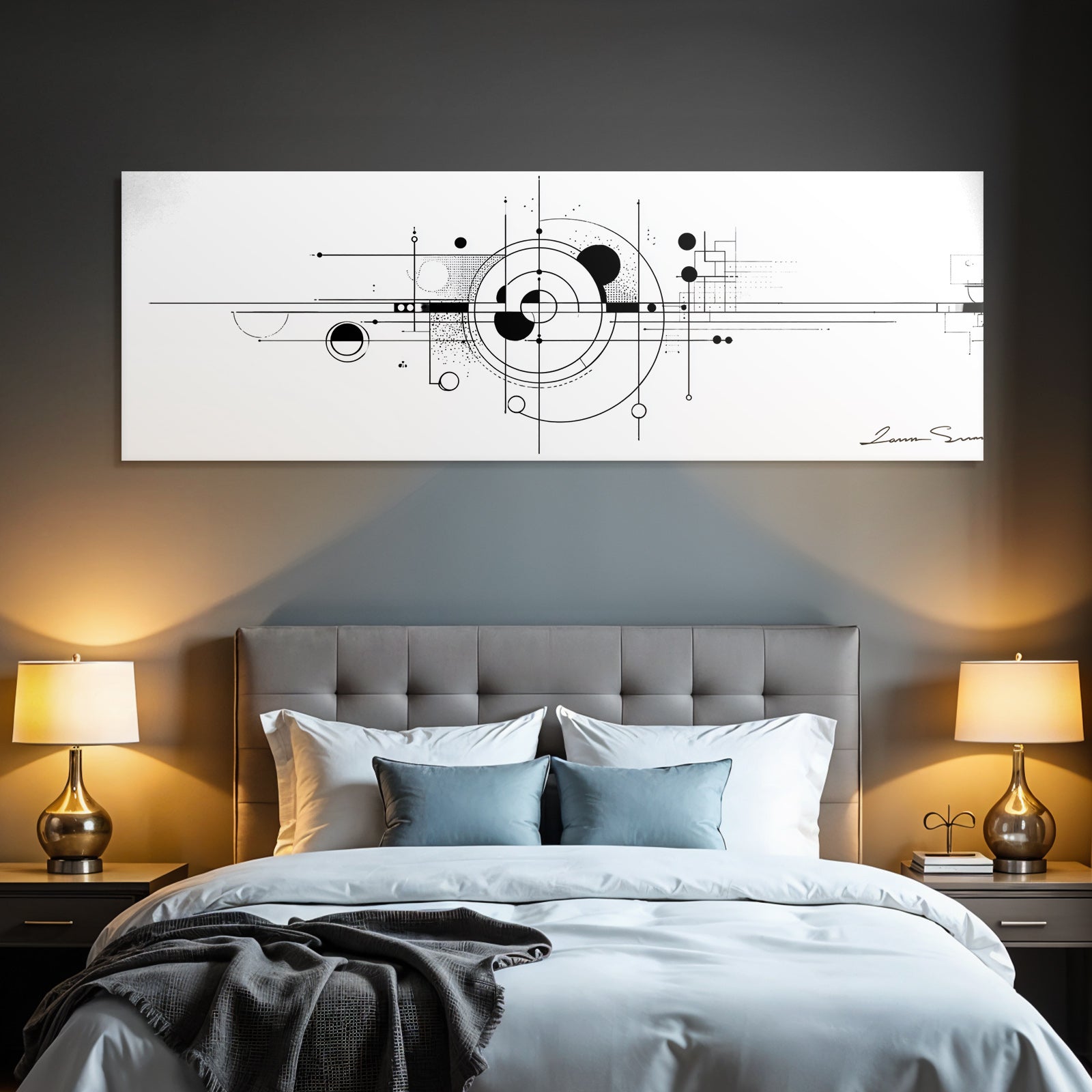 Abstrakte Digitale Kunst Mit Geometrischen Formen Und Linien In Schwarz Weiss