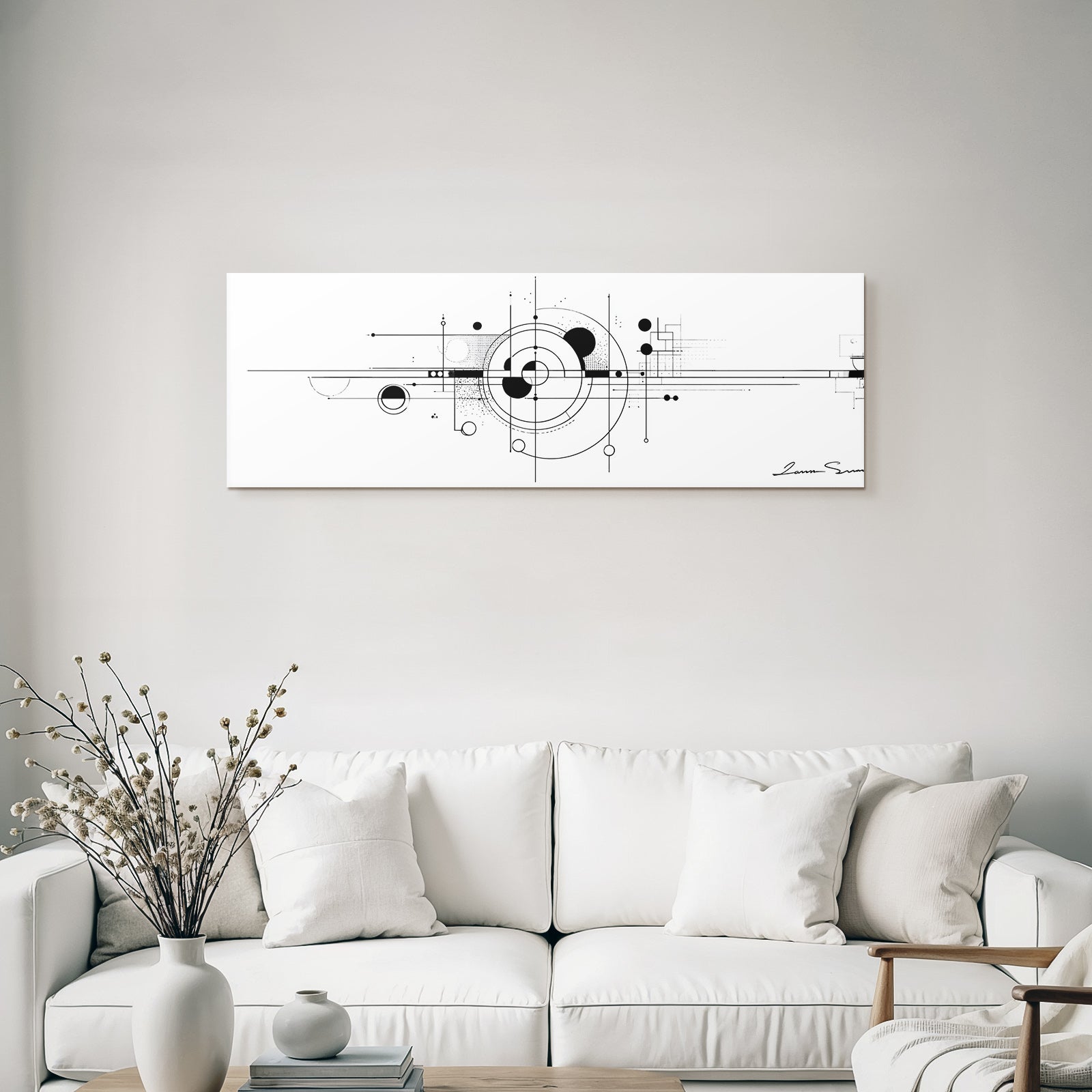 Abstrakte Digitale Kunst Mit Geometrischen Formen Und Linien In Schwarz Weiss