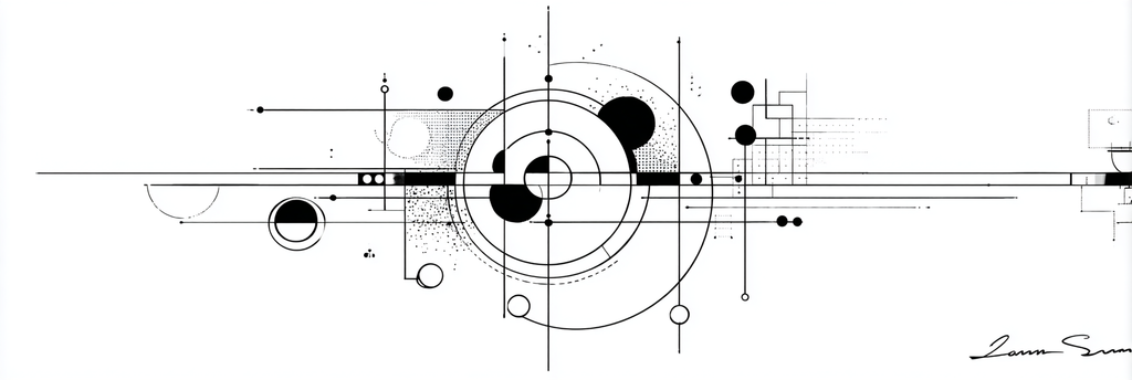 Abstrakte Digitale Kunst Mit Geometrischen Formen Und Linien In Schwarz Weiss | Minimalistisch | Stilrichtungen