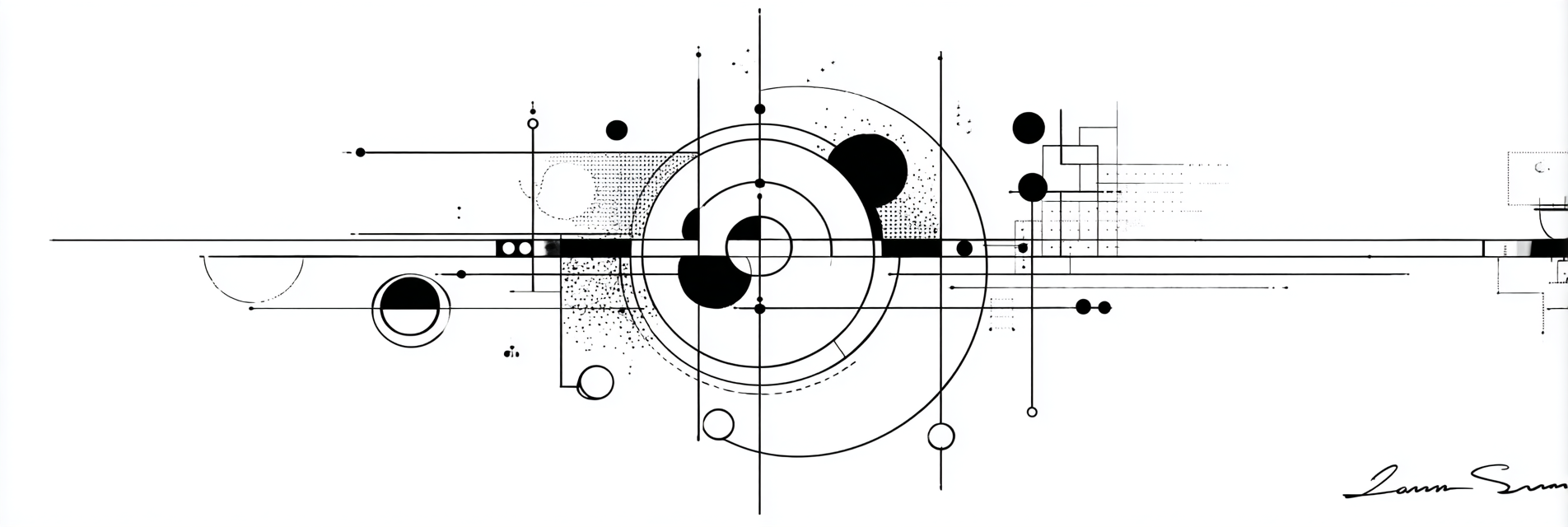 Abstrakte Digitale Kunst Mit Geometrischen Formen Und Linien In Schwarz Weiss | Minimalistisch | Stilrichtungen