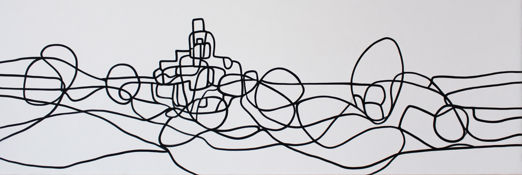 Abstrakte Linienkunst Weisser Hintergrund Fliessende Bewegung | Minimalistisch | Stilrichtungen