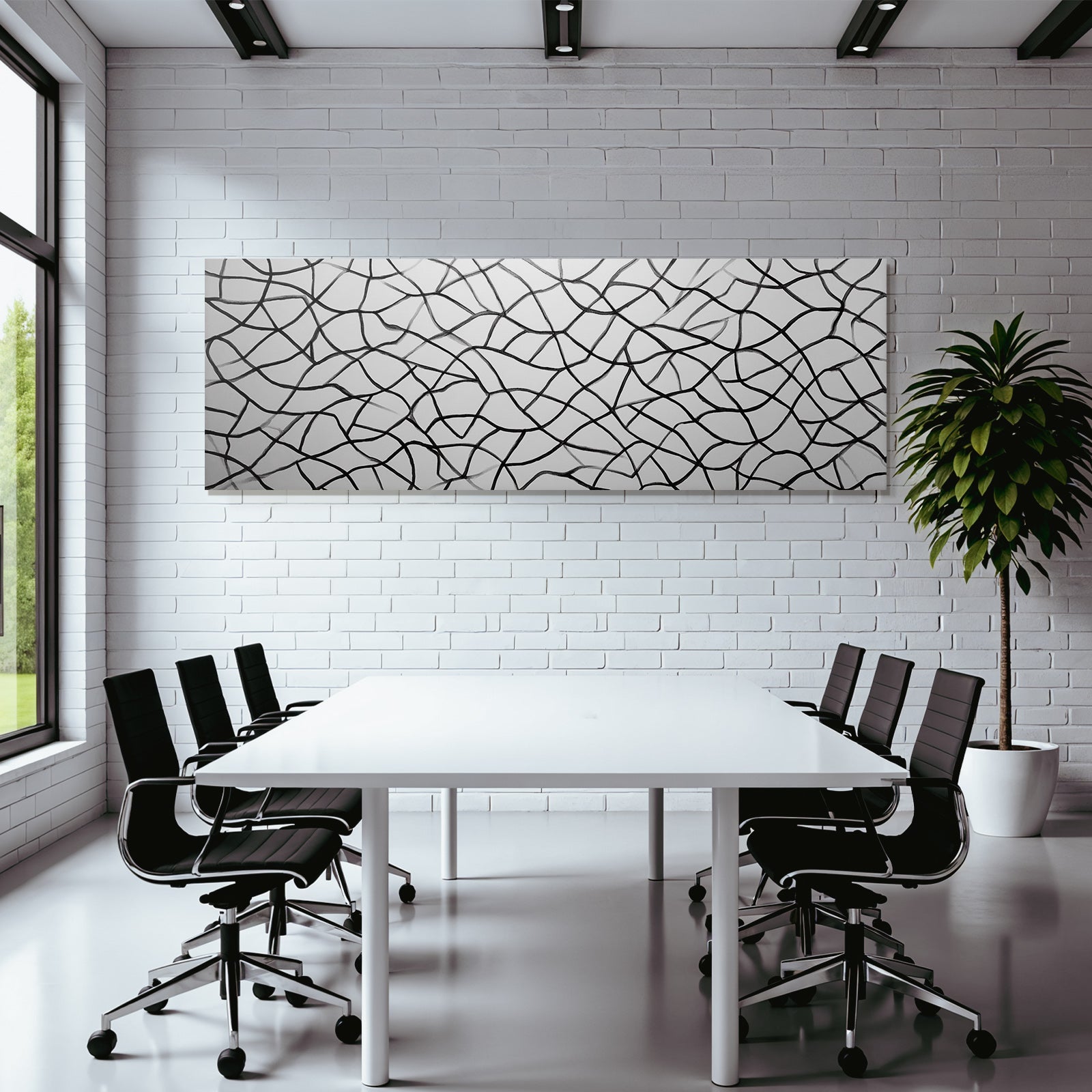 Abstraktes Liniennetz Design Monochrom