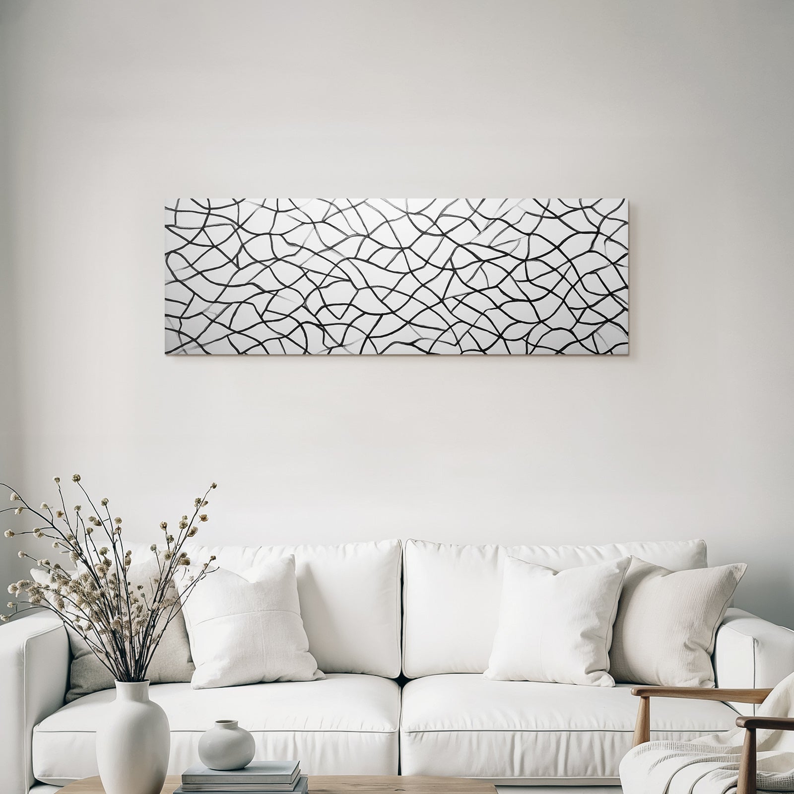 Abstraktes Liniennetz Design Monochrom