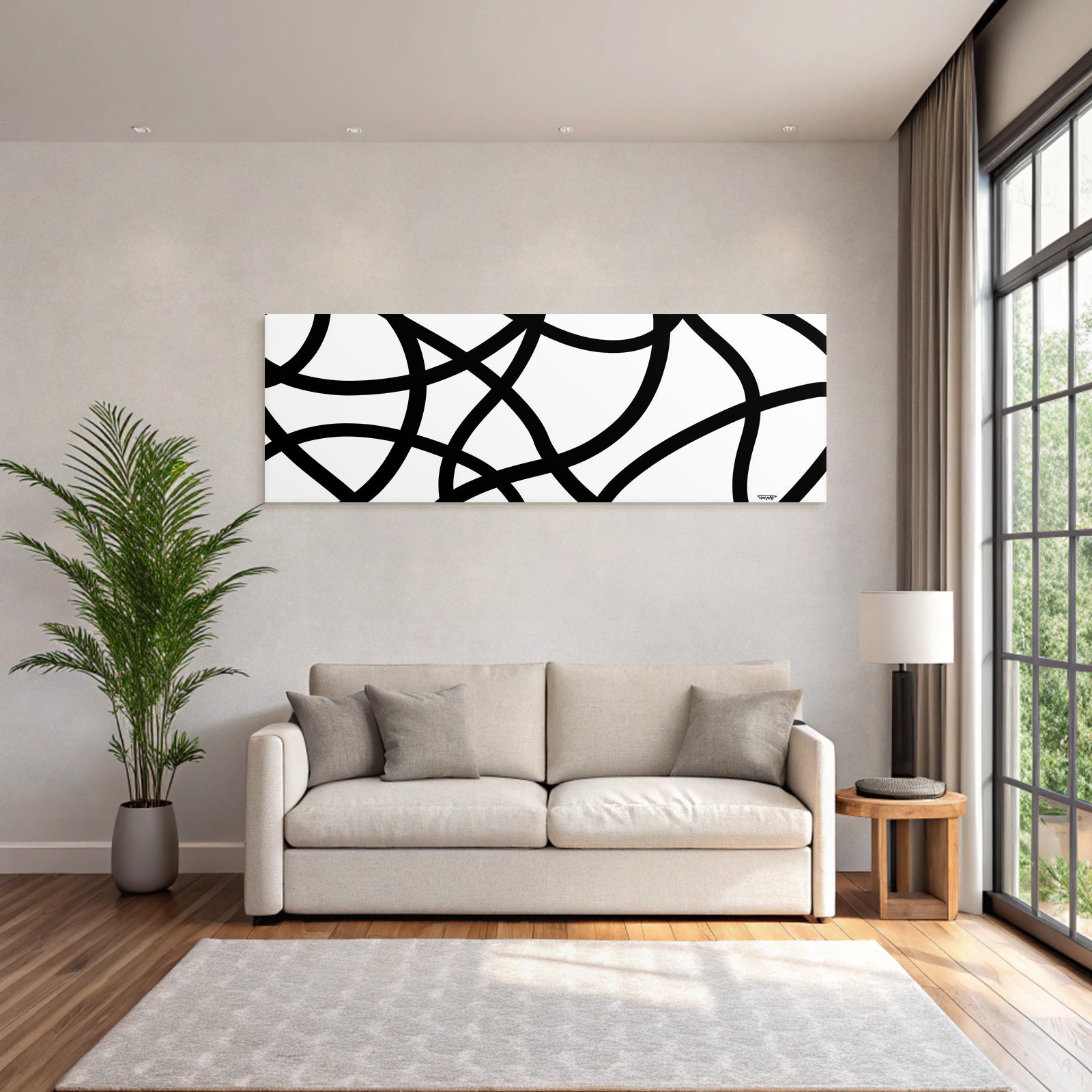 Abstraktes Design Mit Dicken Schwarzen Linien Und Dynamischem Muster
