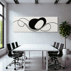 Abstraktes Design Mit Fliessenden Linien Und Schwarzer Form