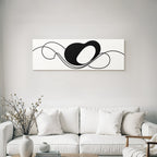 Abstraktes Design Mit Fliessenden Linien Und Schwarzer Form