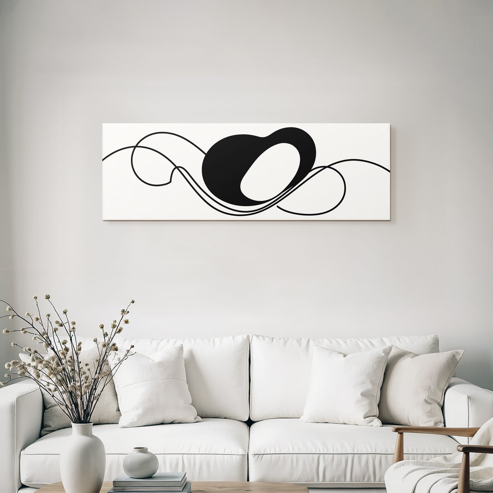 Abstraktes Design Mit Fliessenden Linien Und Schwarzer Form