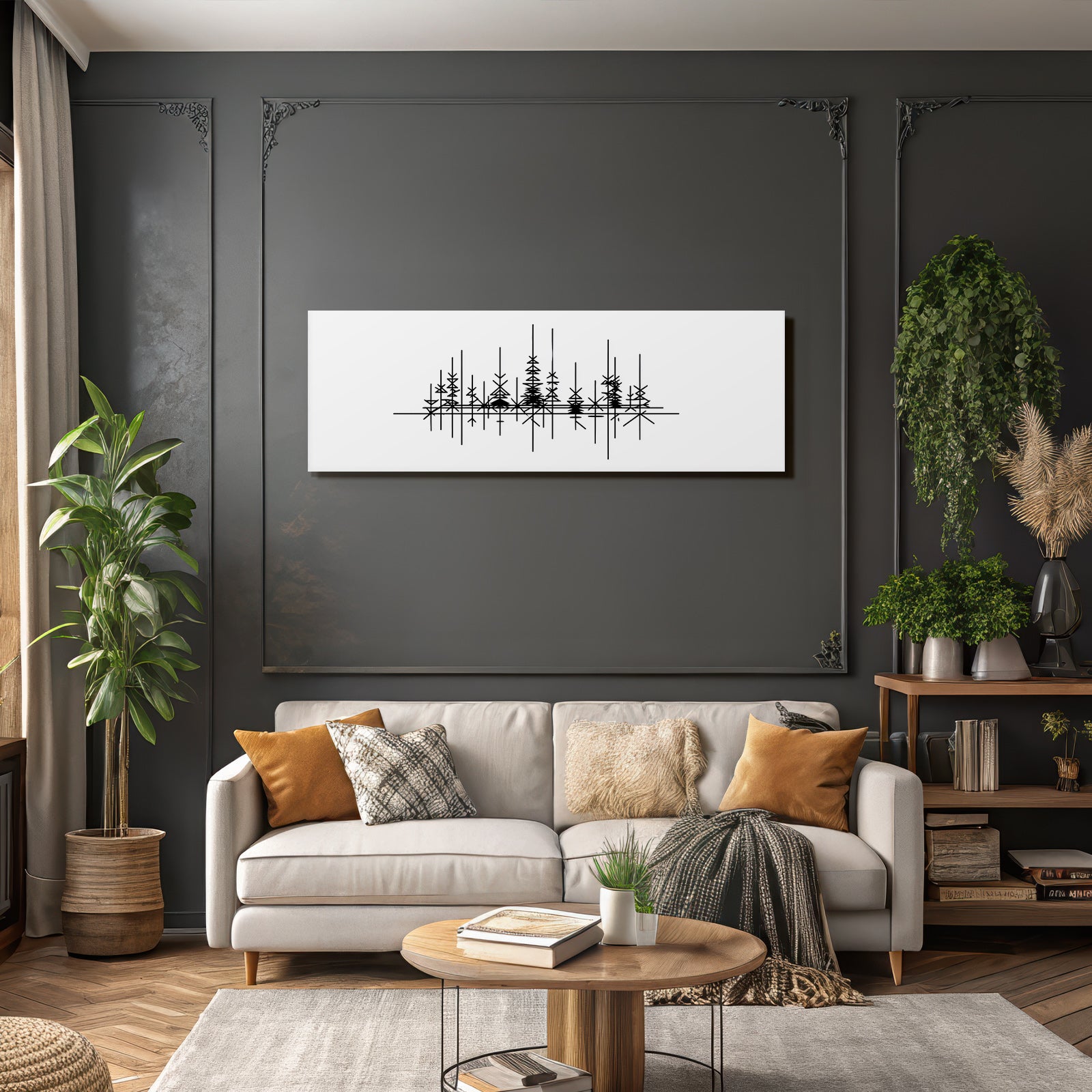 Abstraktes Design Mit Geometrischen Formen Und Wald