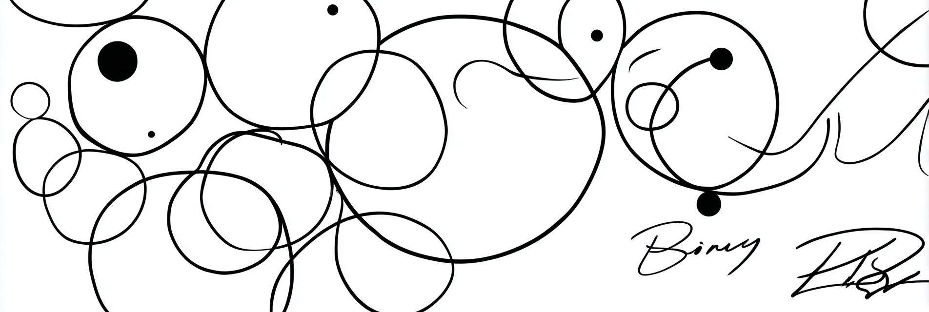 Abstraktes Design Schwarze Kreise Linien Mit Signatur Unter Rechts | Minimalistisch | Stilrichtungen