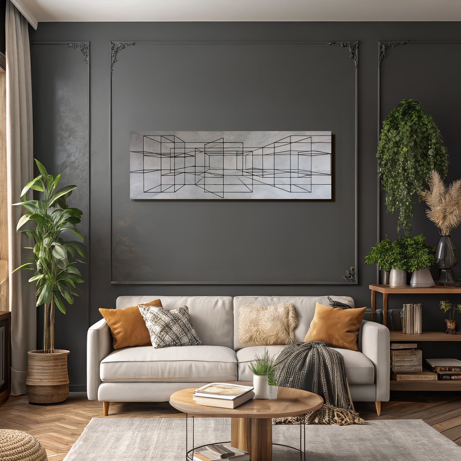 Abstraktes Geometrisches Kunstwerk Mit Kubischen Und Rechteckigen Formen
