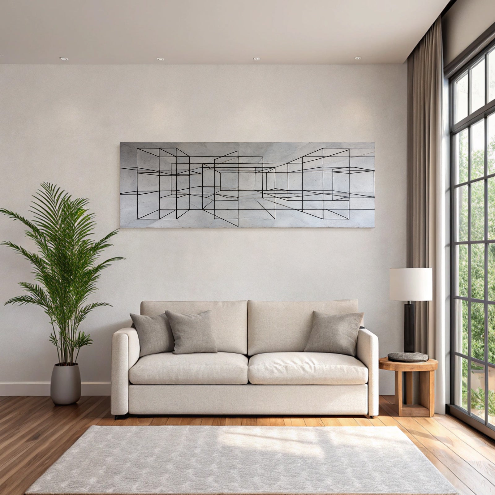 Abstraktes Geometrisches Kunstwerk Mit Kubischen Und Rechteckigen Formen