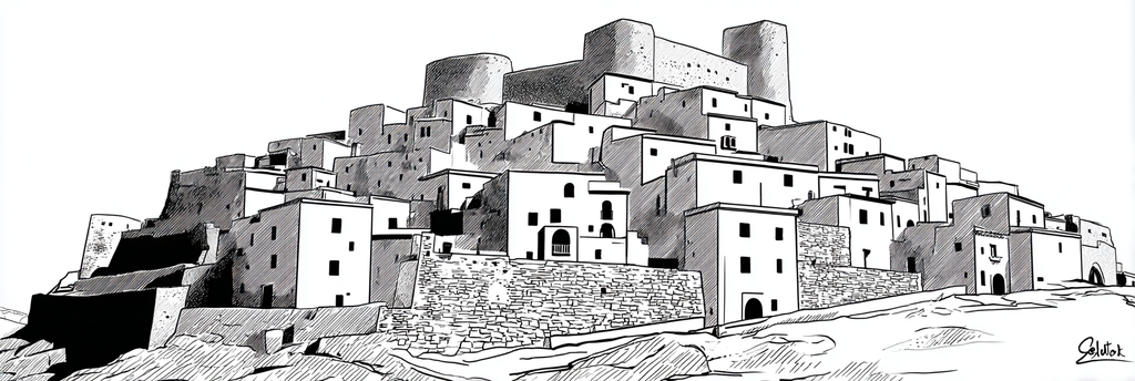 Historische Burg Und Haeuser Zeichnung | Minimalistisch | Stilrichtungen