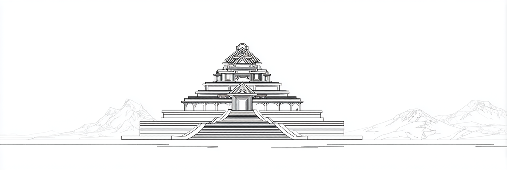 Pyramiden Tempel E Berglandschaft | Minimalistisch | Stilrichtungen