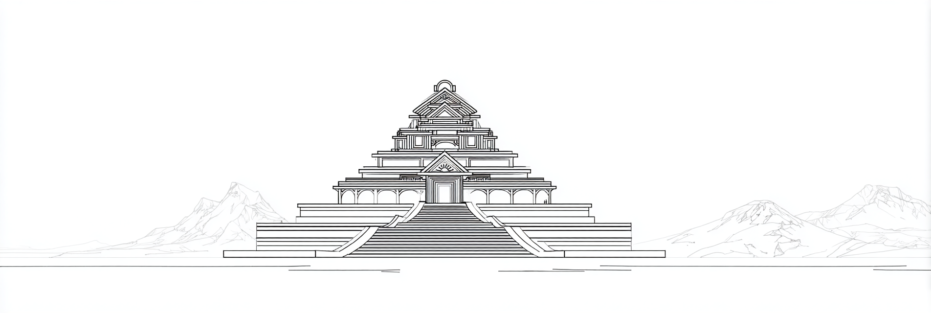 Pyramiden Tempel E Berglandschaft | Minimalistisch | Stilrichtungen