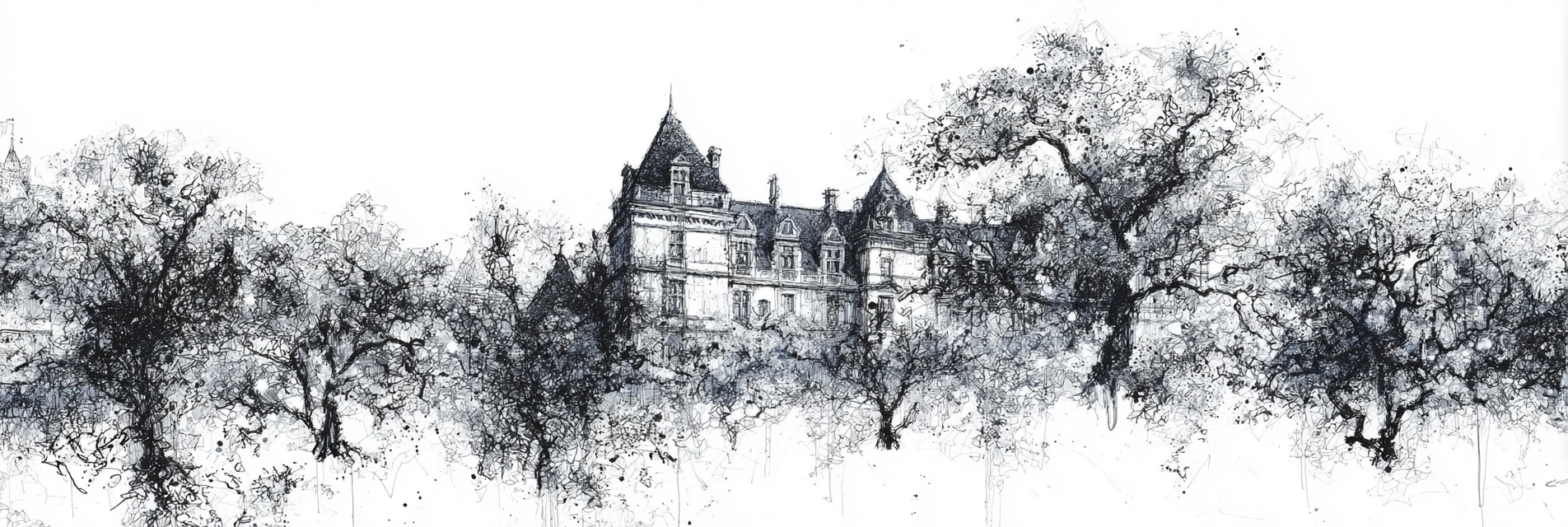 Schloss Mit Abstraktem Wald Und Traumhafter Landschaft | Minimalistisch | Stilrichtungen