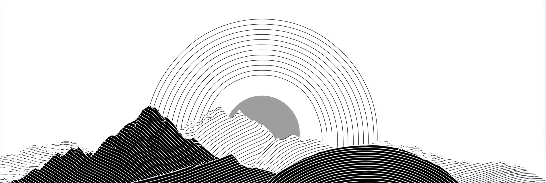 E Berglandschaft Mit Kreiselement Und Wellenmuster | Minimalistisch | Stilrichtungen