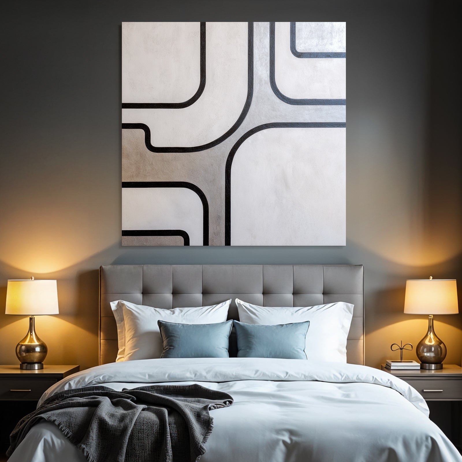 Abstraktes Design Schwarzlinien Auf Hellhintergrund Modern