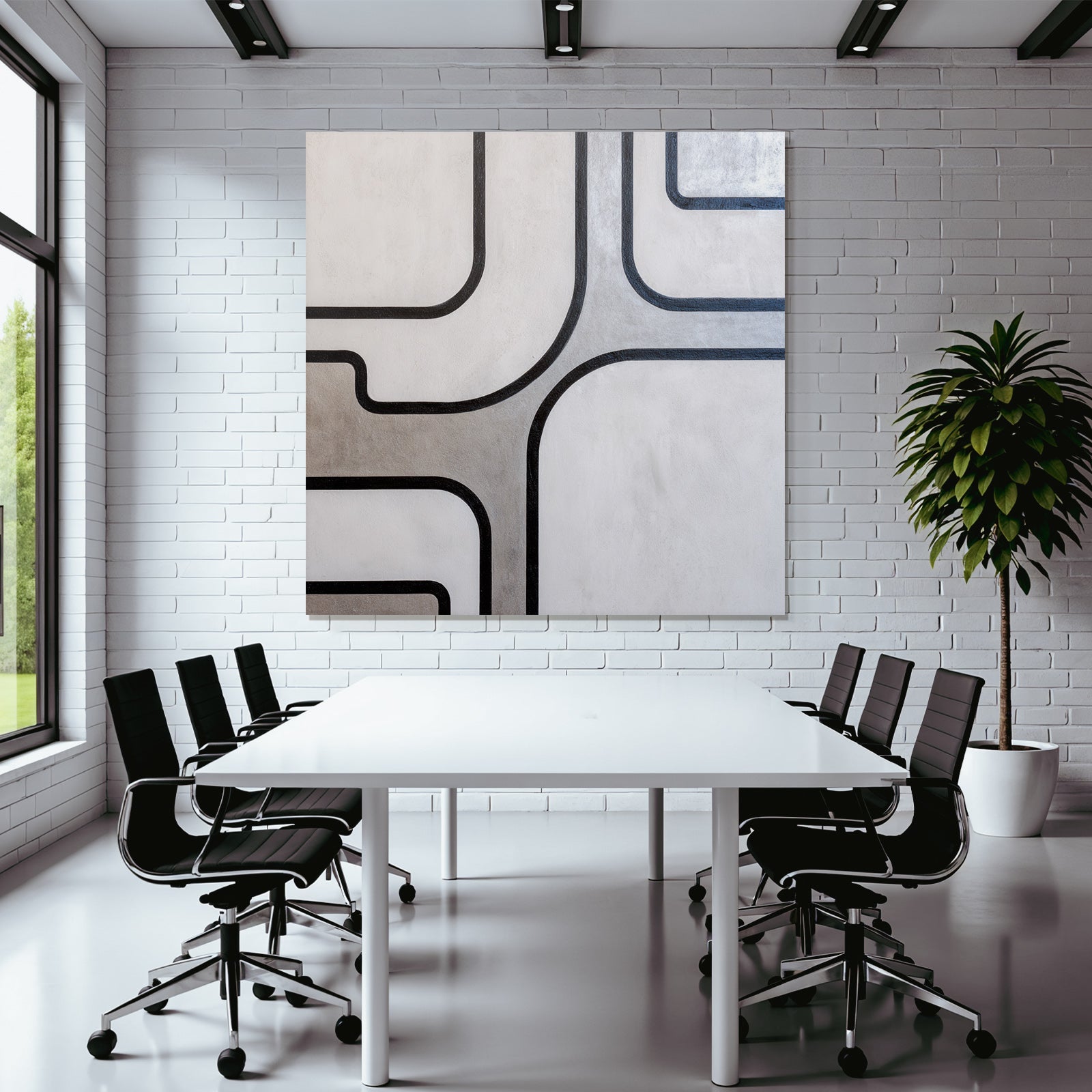 Abstraktes Design Schwarzlinien Auf Hellhintergrund Modern