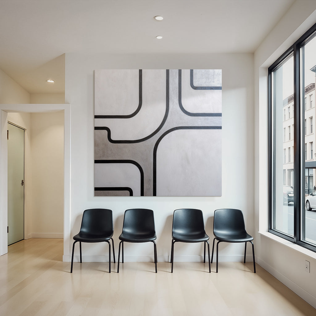 Abstraktes Design Schwarzlinien Auf Hellhintergrund Modern