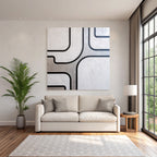 Abstraktes Design Schwarzlinien Auf Hellhintergrund Modern
