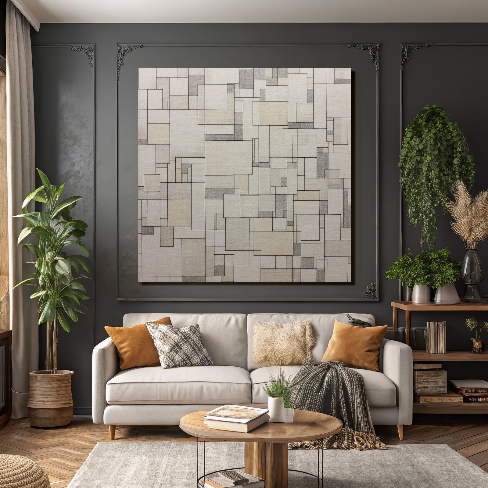 Abstraktes Design Von Überlappenden Quadraten Und Rechtecken Moderne Kunst