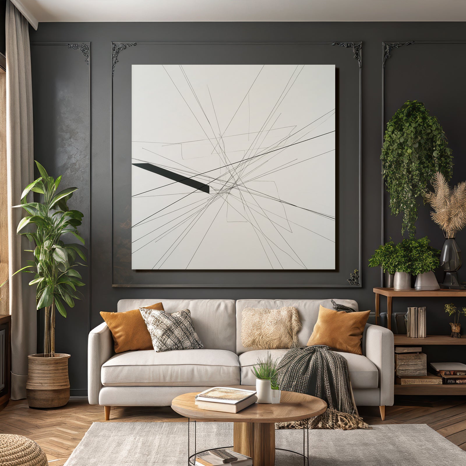 Abstraktes Kunstwerk Mit Geraden Linien Und Geometrischen Formen