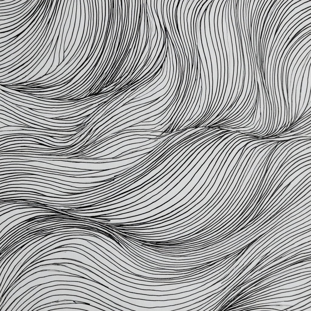 Abstraktes Muster Mit Fliessenden Linien In Schwarz Und Weiss | Minimalistisch | Stilrichtungen