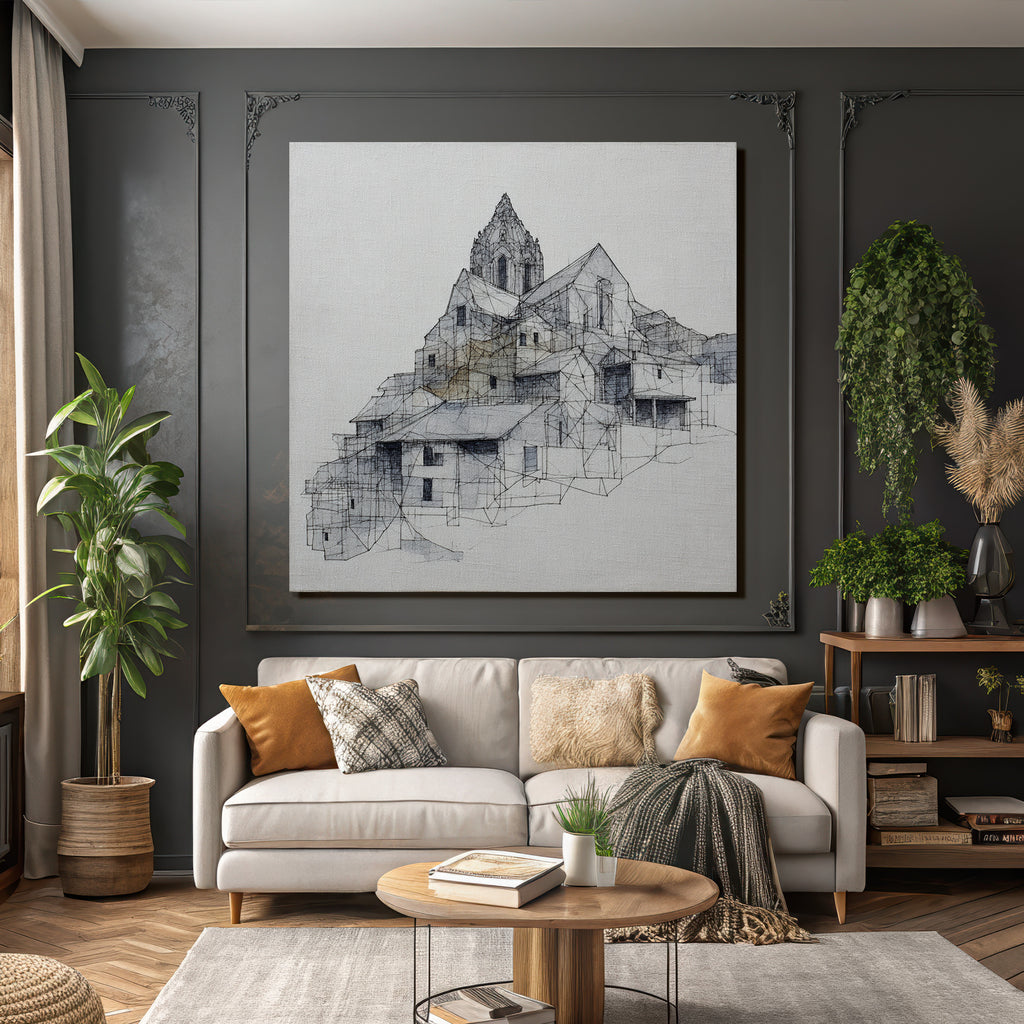 Architekturkomplex Am Hang Geometrische Skizze