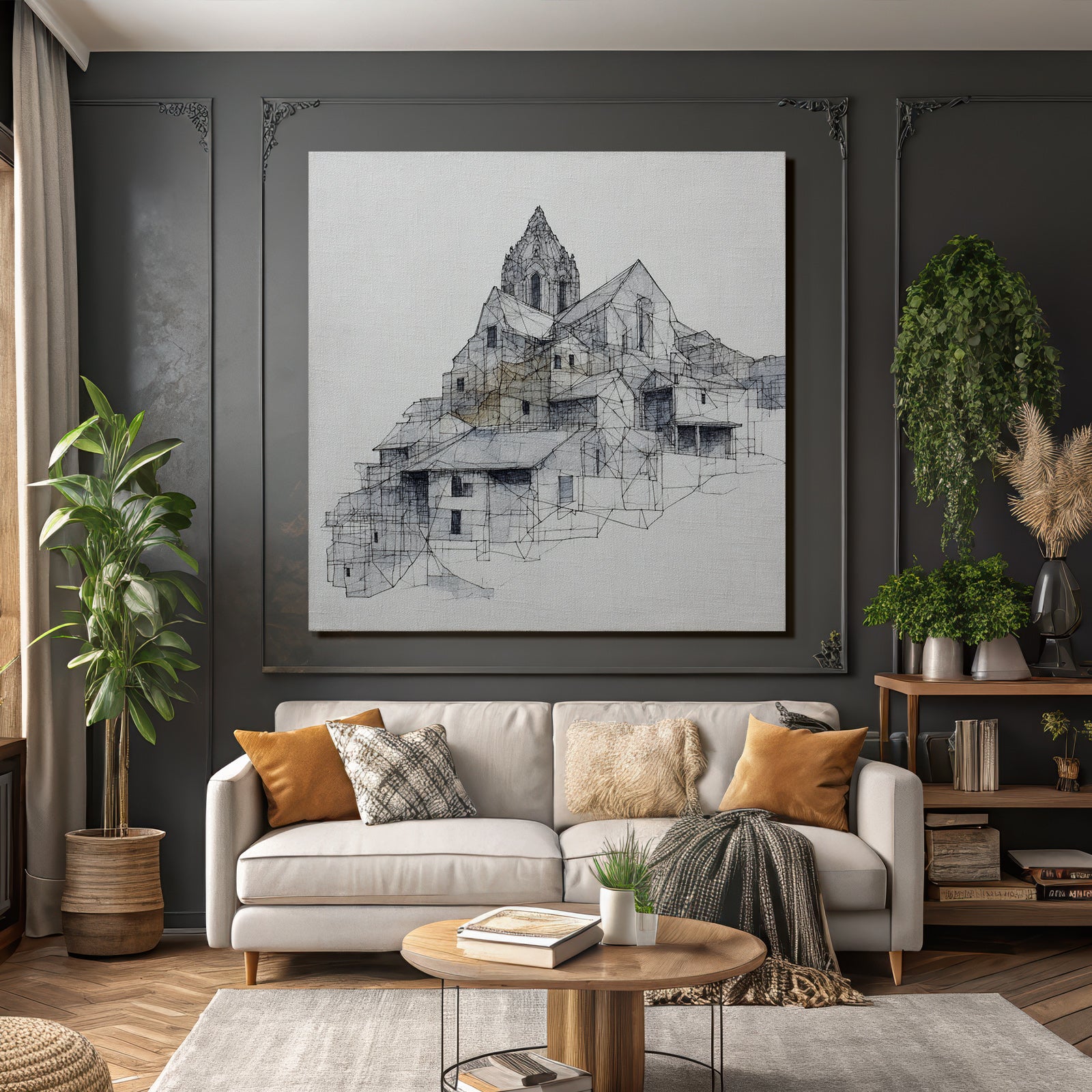 Architekturkomplex Am Hang Geometrische Skizze