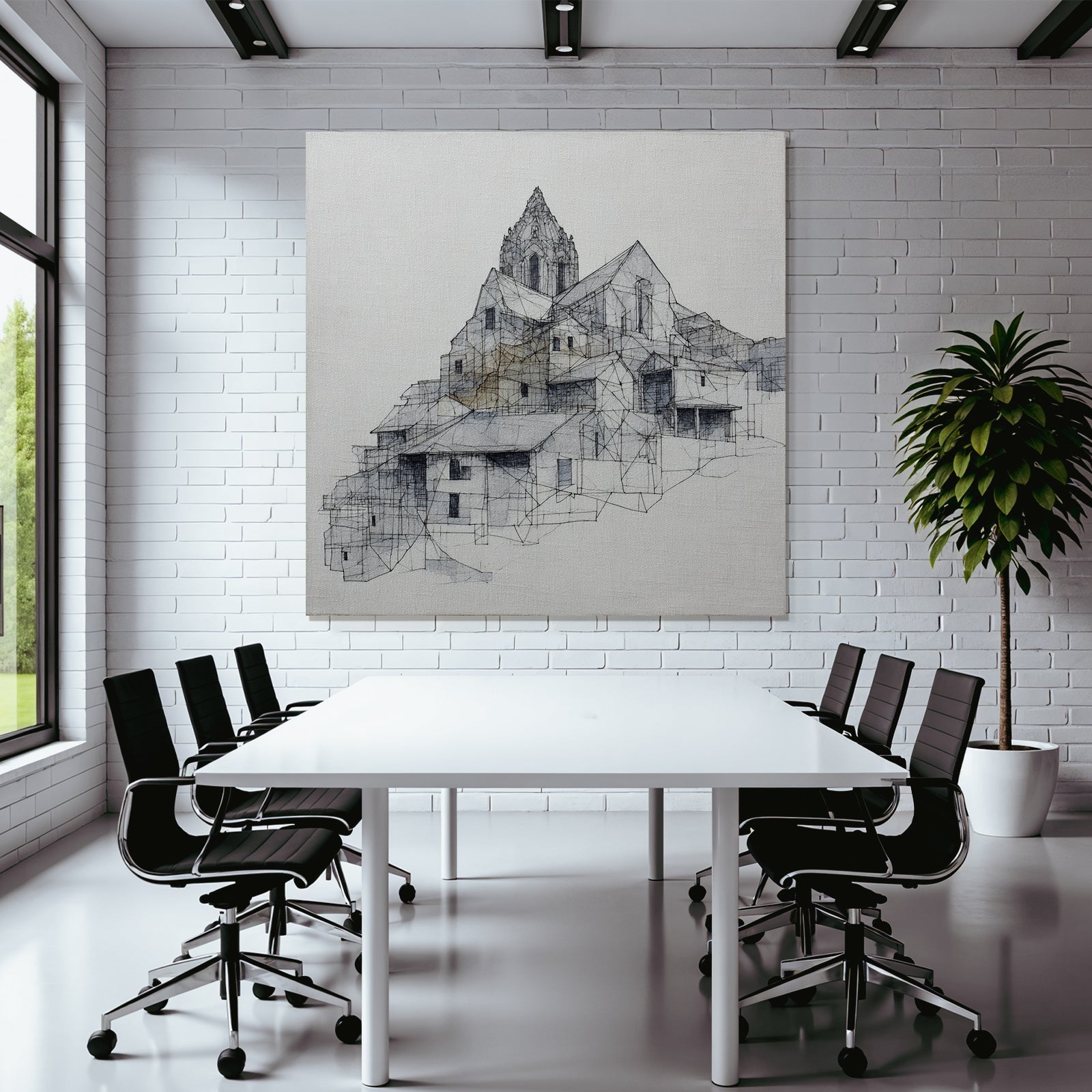 Architekturkomplex Am Hang Geometrische Skizze