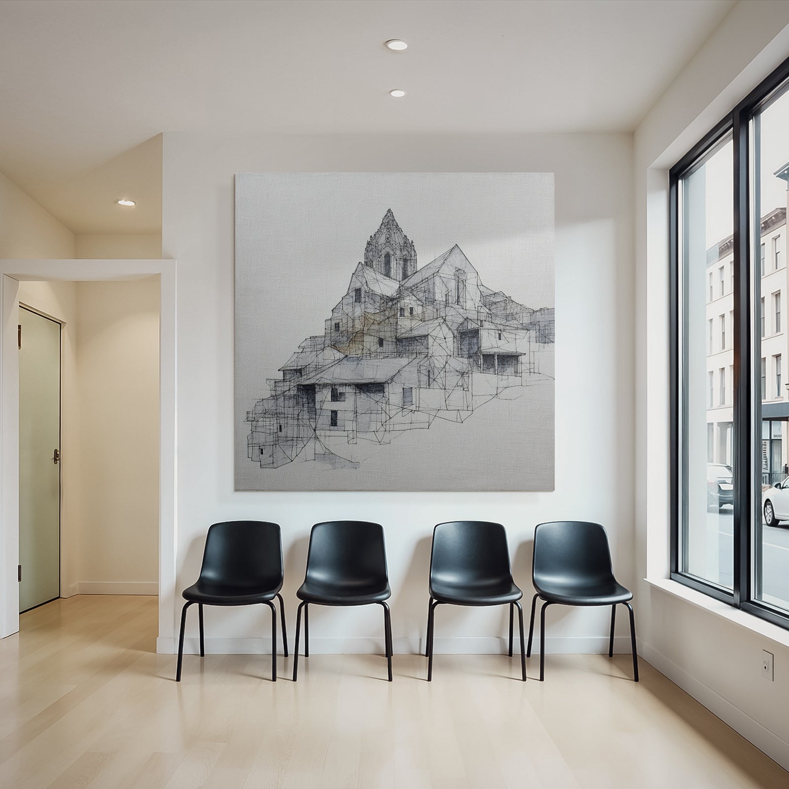 Architekturkomplex Am Hang Geometrische Skizze