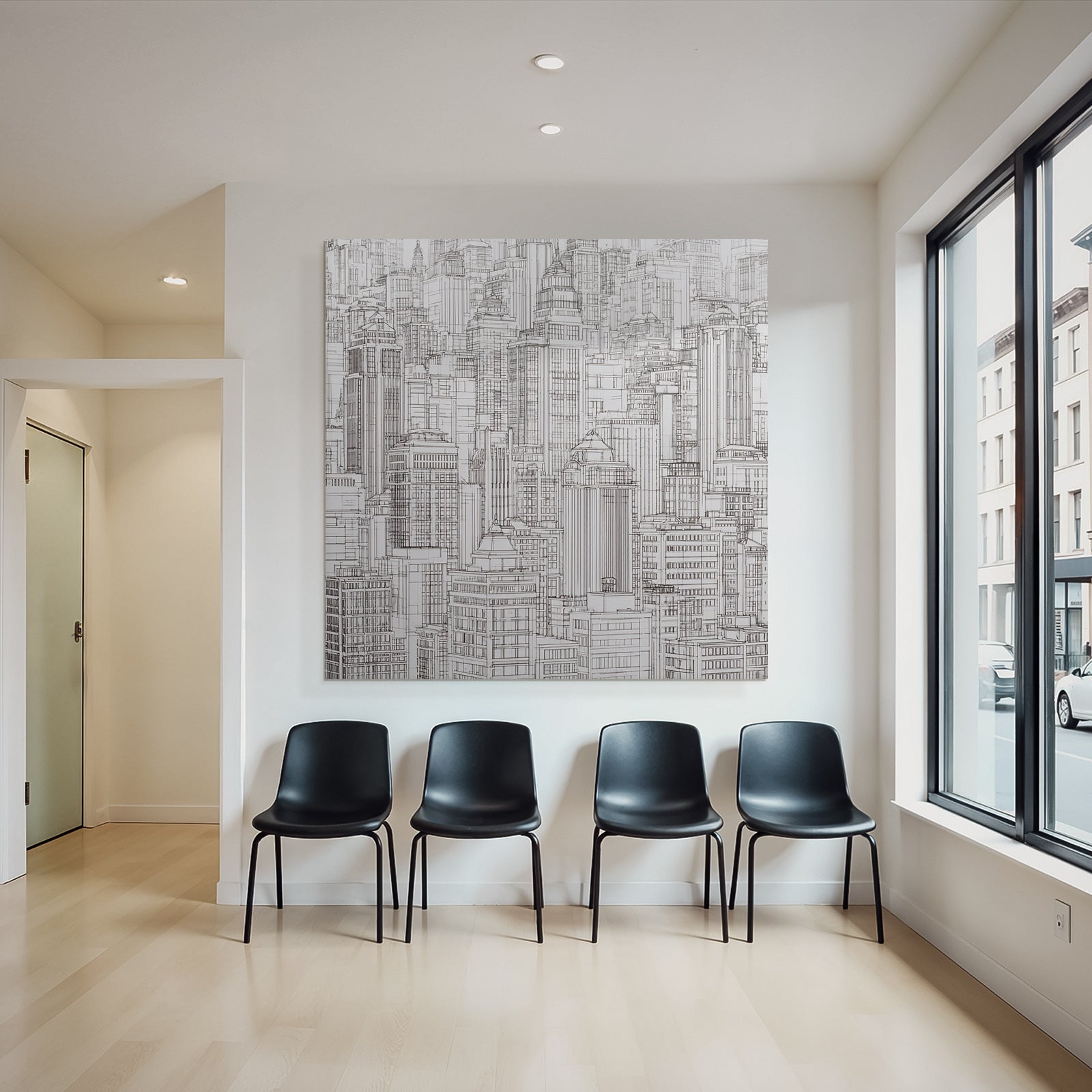 Stadtansicht Architektonische Linienzeichnung